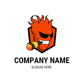 Face Logo Shape Cool Guy Fire logo design