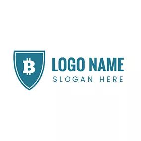硬幣logo Shield and Bitcoin logo design