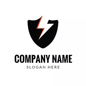 シールドのロゴ Shield and Lightning Image logo design