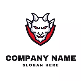 邪靈 Logo Shield Demon and Satan Face logo design