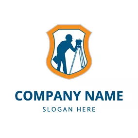 Social Media Profile Logo Shield Icon Tripod Surveyor logo design