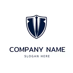 Collar Logo Shield Suit Outline Male logo design