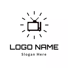 Rectangle Logo Shiny Black Tv logo design