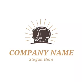 Brewing Logo Shiny Brown Wooden Barrel logo design