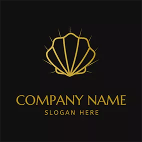 Golden Logo Shiny Simple Oyster Shell logo design