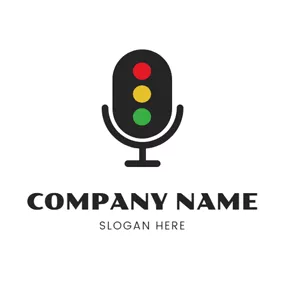 Audio Logo Signal Lamp and Microphone logo design