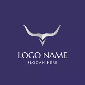 長角牛 Logo Silver Longhorn and Figure logo design