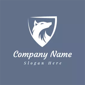 Heraldic Logo Silver Shield and Wolf logo design