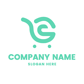购物 Logo Simple Abstract Trolley Online Shopping logo design