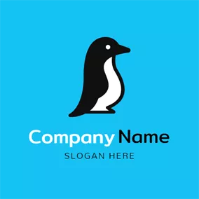 Logótipo De Pinguim Simple and Cute Penguin Outline logo design