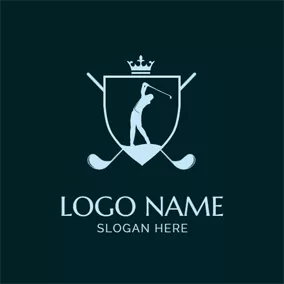 Golfer Logo Simple Badge and Ball Arm logo design