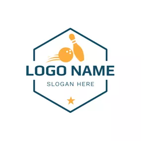 ボウルロゴ Simple Badge and Bowling logo design