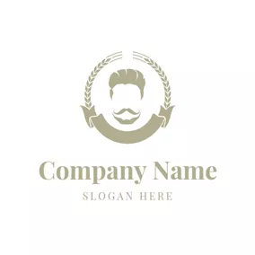Mustache Logo Simple Badge and Hipster logo design
