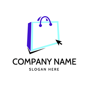 Logotipo De Compras Simple Bag Cursor Online Shopping logo design