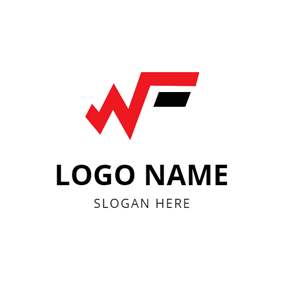Simple Black and Red W Monogram logo design