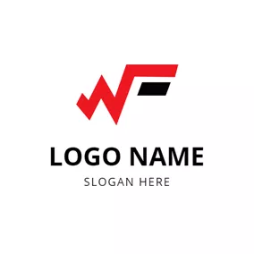 ミニマルなロゴ Simple Black and Red W Monogram logo design