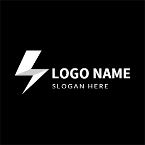 Logótipo De Carregador Simple Black and White Lightning logo design