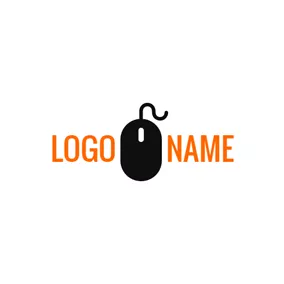 ノートパソコンロゴ Simple Black Mouse logo design