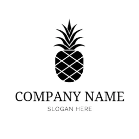 菠萝 Logo Simple Black Pineapple Outline logo design