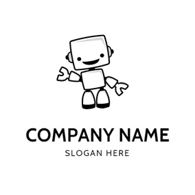 Logotipo De Página De Facebook Simple Black Robot Icon logo design