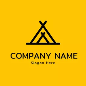 露营 Logo Simple Black Tent logo design
