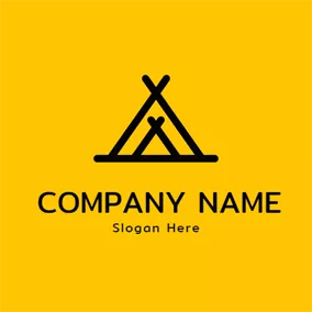 Logotipo De Aire Libre Simple Black Tent logo design