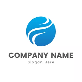 探検ロゴ Simple Blue and Wave Circle logo design
