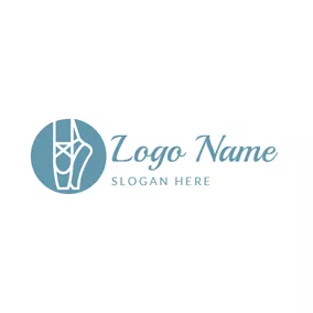 靴のロゴ Simple Blue and White Ballet Shoes logo design