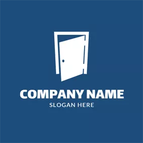 门 Logo Simple Blue and White Door logo design