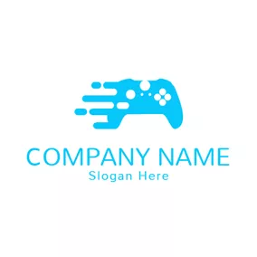 Gamepad Logo Simple Blue and White Gamepad logo design