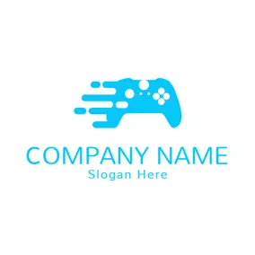 Blue Logo Simple Blue and White Gamepad logo design