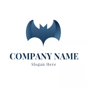 蝙蝠Logo Simple Blue Bat Icon logo design