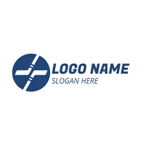 Logótipo Chave Simple Blue Circle and White Hockey Stick logo design