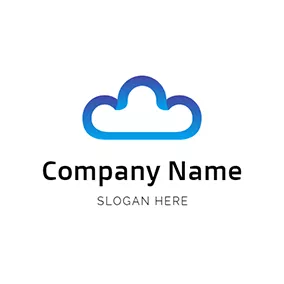 デコレーションロゴ Simple Blue Cloud and Ribbon logo design