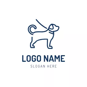 Walking Logo Simple Blue Dog Icon logo design