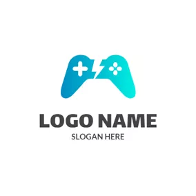 Gamer Logo Simple Blue Game Controller logo design