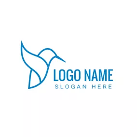 翠鸟logo Simple Blue Kingfisher Icon logo design