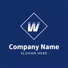 Wロゴ Simple Blue Letter W logo design