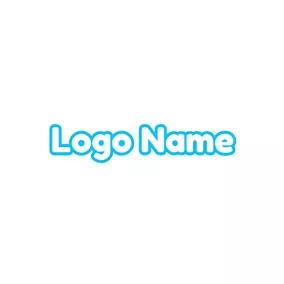 フェイスブックのロゴ Simple Blue Outlined Wordart logo design