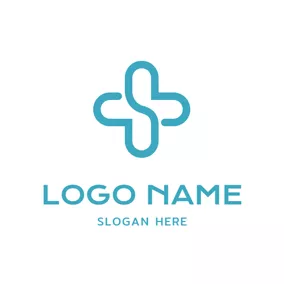 加號 Logo Simple Blue Pattern and Plus logo design