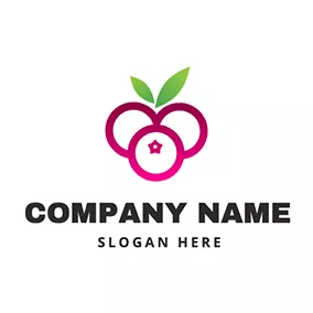 Pink Logo Simple Blueberries Icon logo design