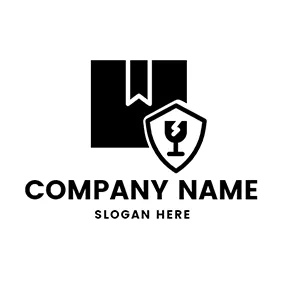 Shield Logo Simple Box Shield Fragile logo design