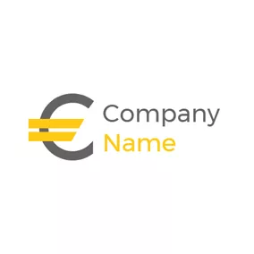 Business Logo Simple Brown and Yellow Euro Sign logo design