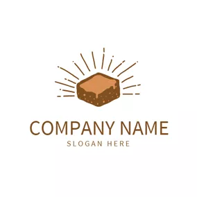 Cream Logo Simple Brown Brownie logo design