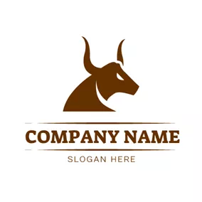 Logotipo De Mascota Simple Brown Buffalo Head logo design