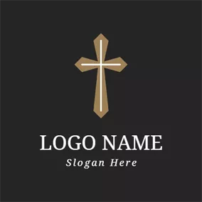 Kreuz Logo Simple Brown Cross logo design