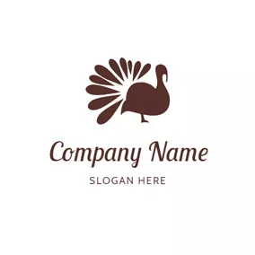 火雞 Logo Simple Brown Turkey Outline logo design