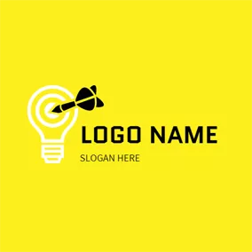 性能のロゴ Simple Bulb and Dart logo design