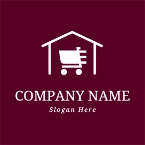 Building Logo Simple Cart and Shopping Mall logo design