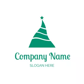 聖誕節Logo Simple Christmas Tree and Hat logo design